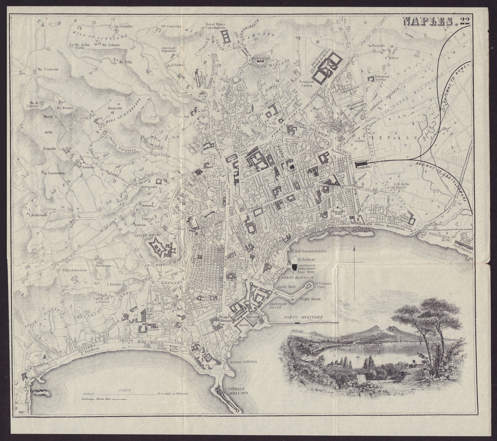 ITALY. Naples. Napoli. town city plan 1882 old antique vintage map chart